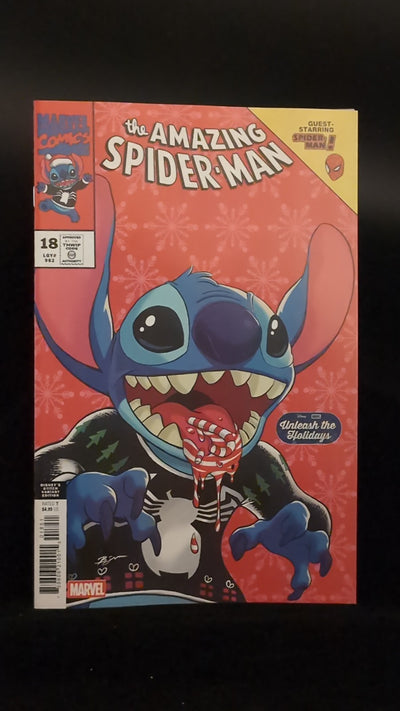 AMAZING SPIDER-MAN #18 BEN SU DISNEY STITCH UNLEASH THE HOLIDAYS VARIANT