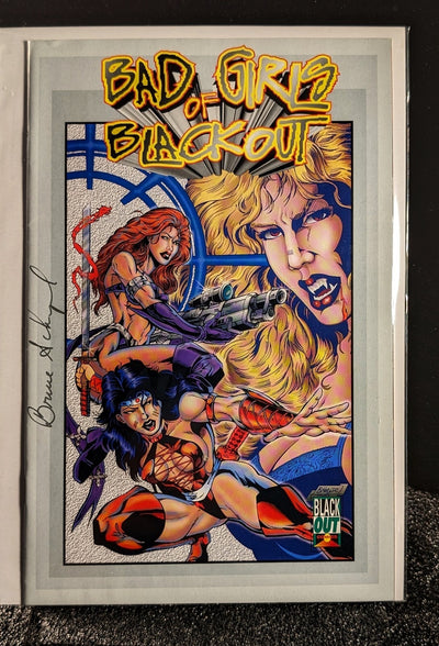 Bad Girls of Blackout #1B 1995 Signed Brock Hor & Bonus Wizard Bad Girl Poster