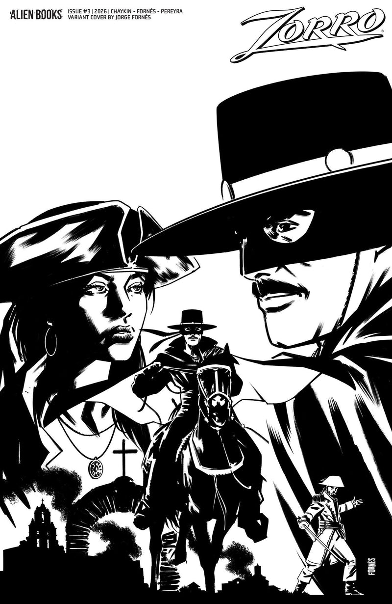 Zorro #3 Variant D (Fornés B&W) (IDW Publishing, 2026)
